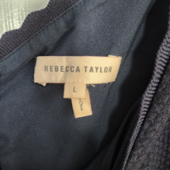 Rebecca Taylor Size Large Textured Chevorn V Neck Dress Mermaid Skirt $398 MSRP - Picture 4 of 8